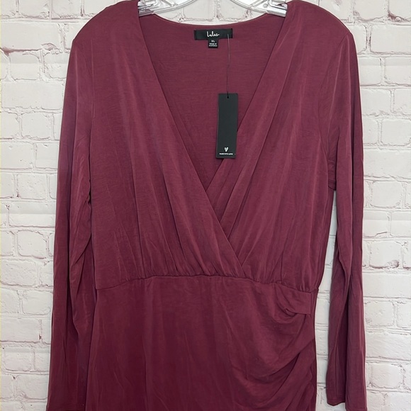 Lulus Endless Poise Mauve Long Sleeve Surplice Tulip Maxi Dress - Picture 4 of 16